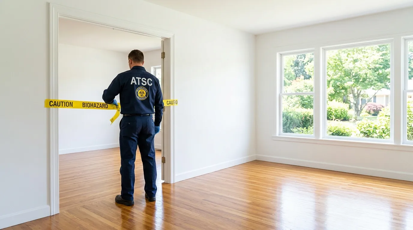 Certified biohazard cleanup crew performing Trauma Scene Cleanup in Phelan